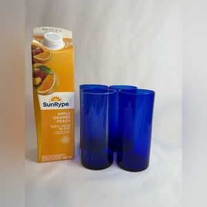 4- cobalt blue highball glasses